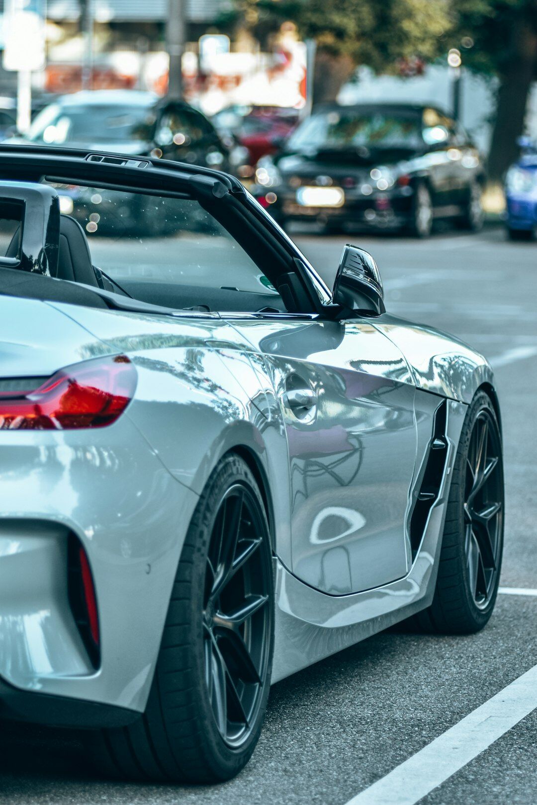 close up luxury car wheel